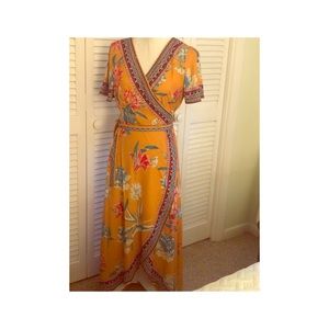 New Yellow floral Wrap Dress